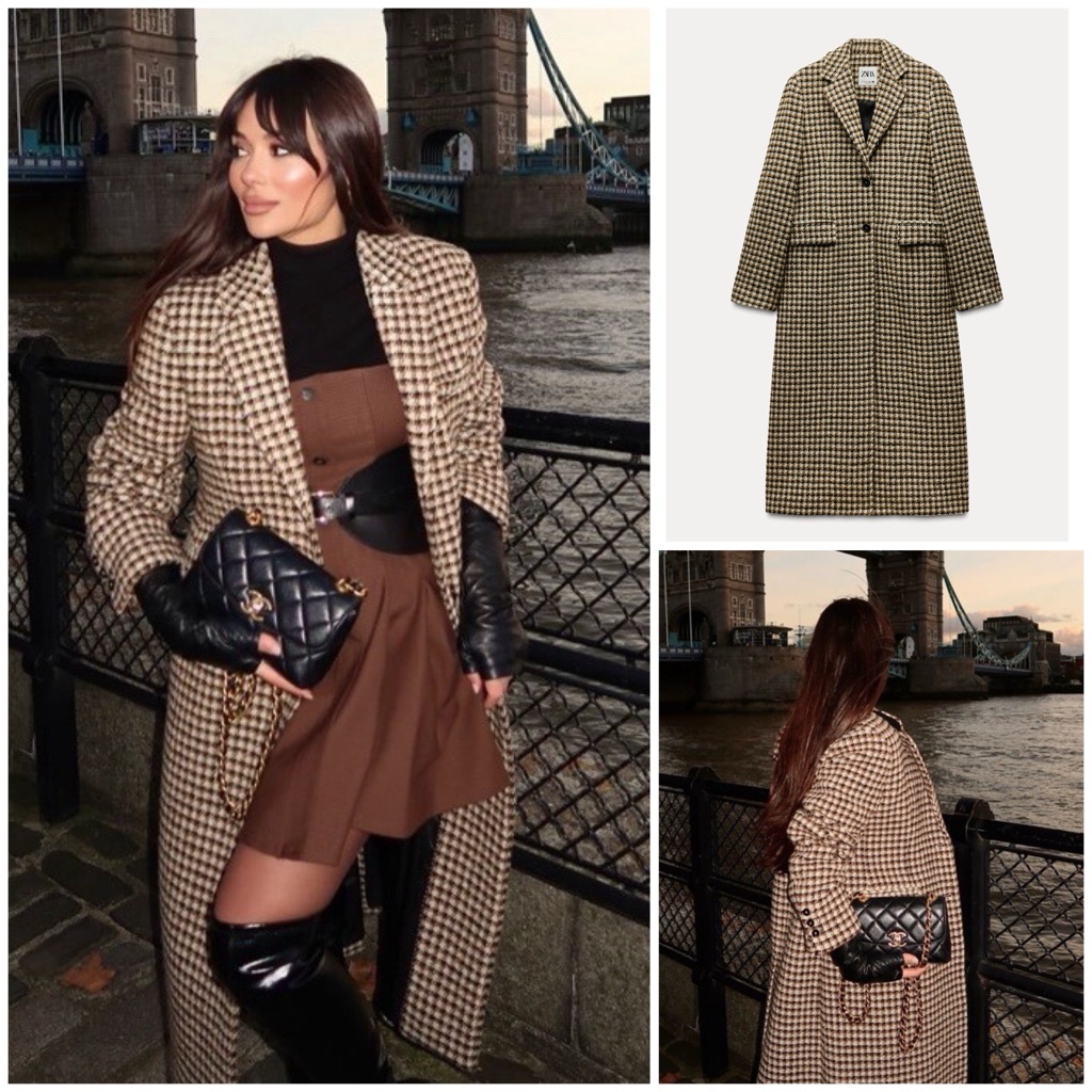 Zara ~ Zw Collection Check Plaid Coat